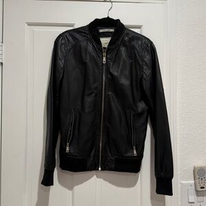Zara Black faux Leather Bomber Jacket